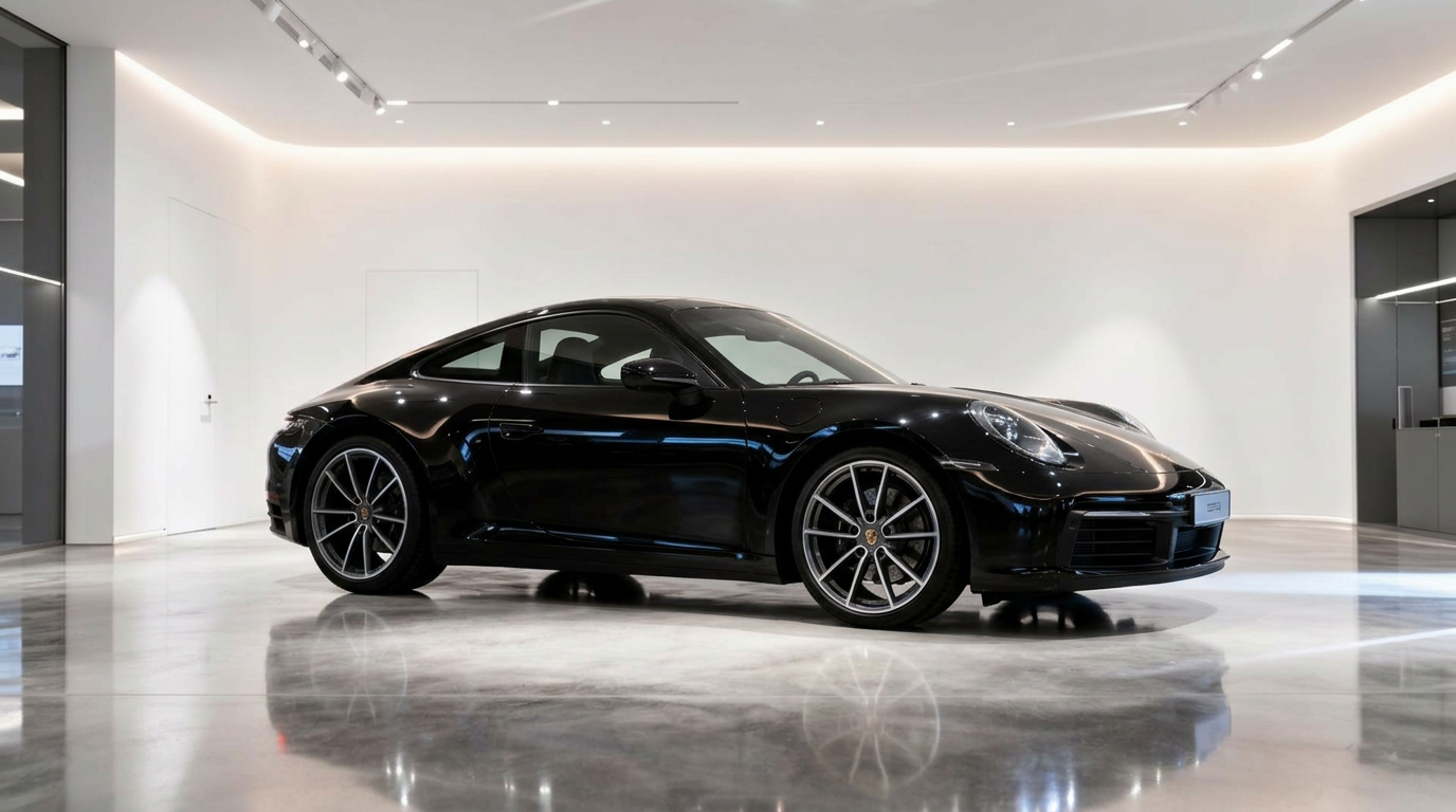 Luxury car in showroom